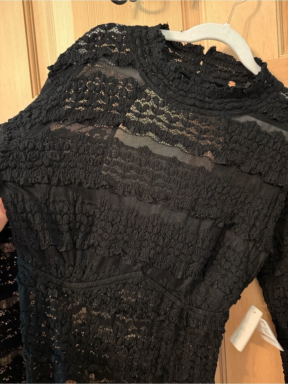 Free People x Intimately FP Angelina Lace Bodysuit in Black Large NWT